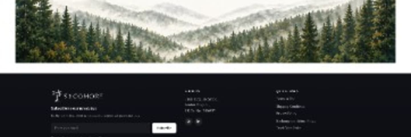 Misty evergreen mountains